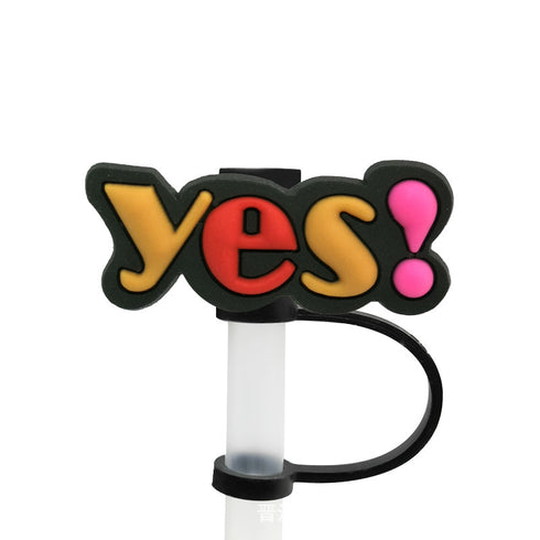 Straw Mouthpiece Silicone Dust Plug Decorative Buckle Clip Personalized Letter Label for Tumblers